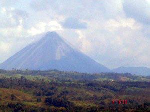 Arenal Volcano as seen slightly magnified from Santa Elena Estates.